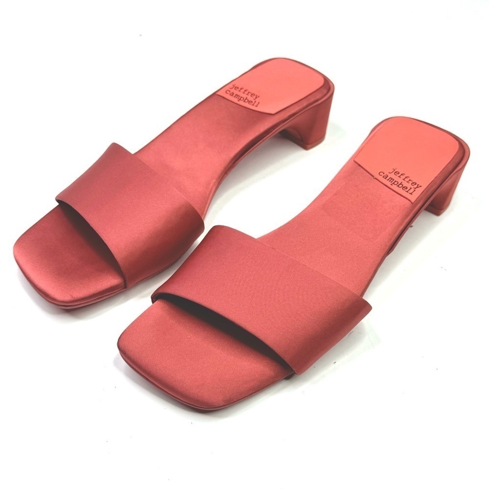 Jeffrey Campbell Anthro Low-Key Heels Coral satin slip on mules kitten heel 6.5 - Picture 10 of 10